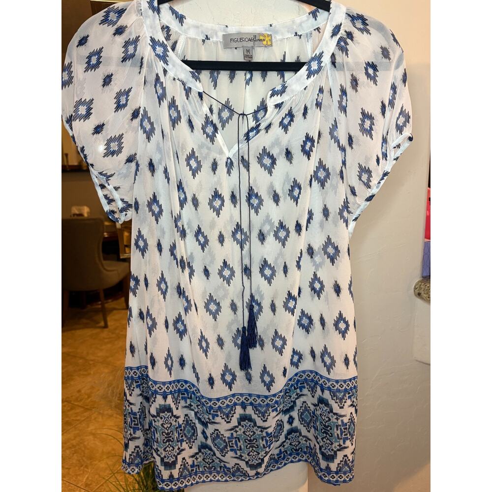 FIGUEROA & flower Anthropologie Sheer BOHO Blouse Size M 6-10